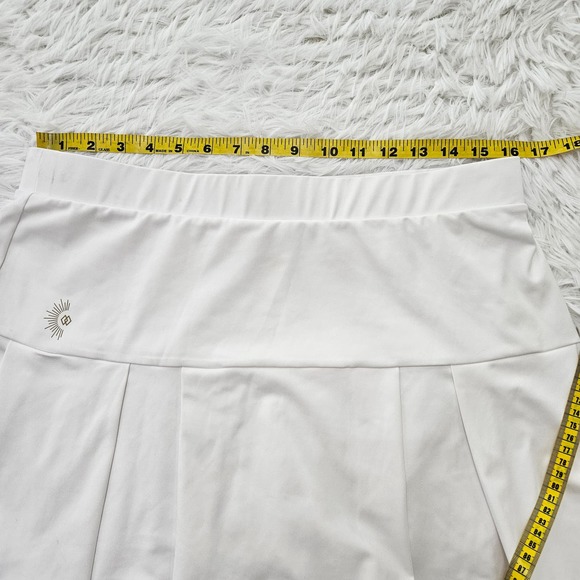 Citrine Glow Sz XL White Tiered Pleated Flare Tenniscore Golf Preppy Mini‎ Skirt - Picture 8 of 8